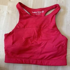 Outdoor Voices Techsweat Move Free Crop Top Sports Bra Scarlet XS